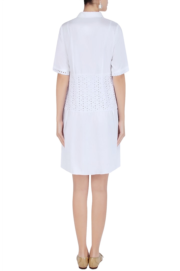 White lace trim shirt dress available only at Pernia's Pop Up Shop.