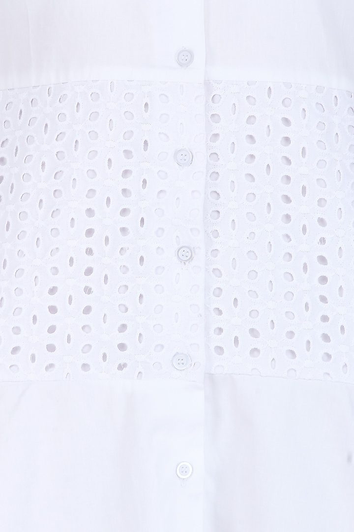 White lace trim shirt dress available only at Pernia's Pop Up Shop.
