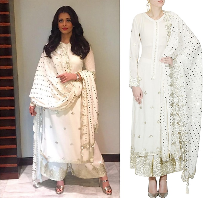 White and silver gota patti work kurta and pyjama set available only at Pernia's Pop Up Shop.