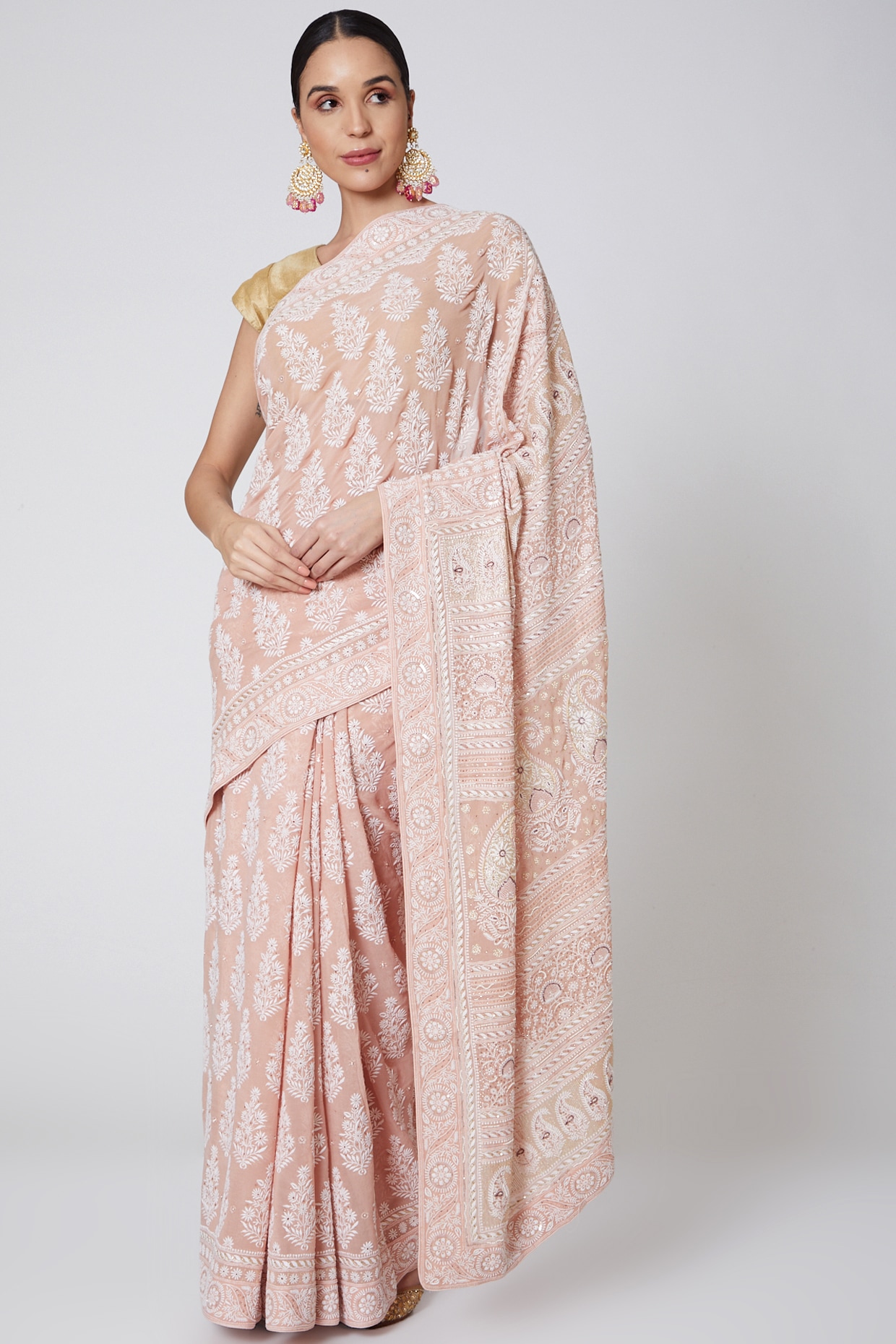 Buy Lucknowi Chikan Sarees online, Pure Lucknowi Chikan Sarees, Trendy  Lucknowi Chikan … | Indian bridal fashion, Indian saree blouses designs,  Indian fashion saree