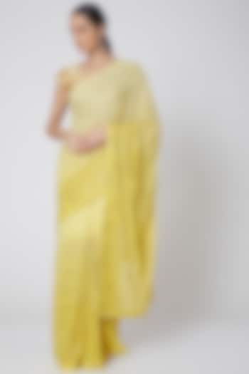 Yellow Embroidered Saree Set by Anshikaa Jain
