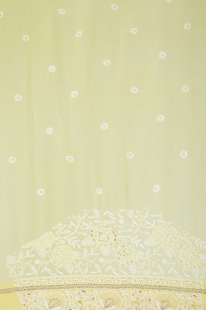 Yellow Chikankari Embroidered Bridal Saree Set by Anshikaa Jain at Pernia's Pop Up Shop