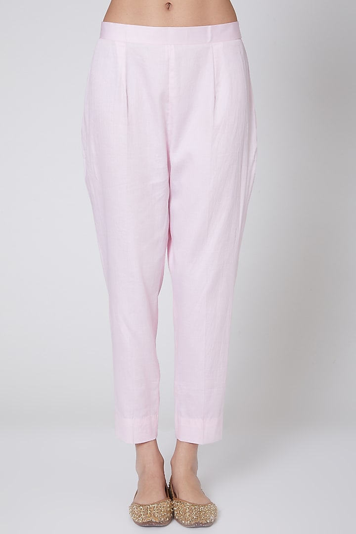 Blush Pink & Hot Pink Embroidered Kurta Set by Anshikaa Jain at Pernia's Pop Up Shop