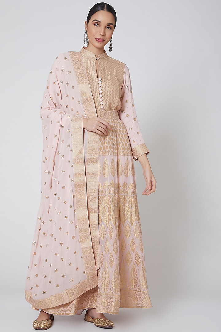 Copper Embroidered Anarkali Set by Anshikaa Jain at Pernia's Pop Up Shop