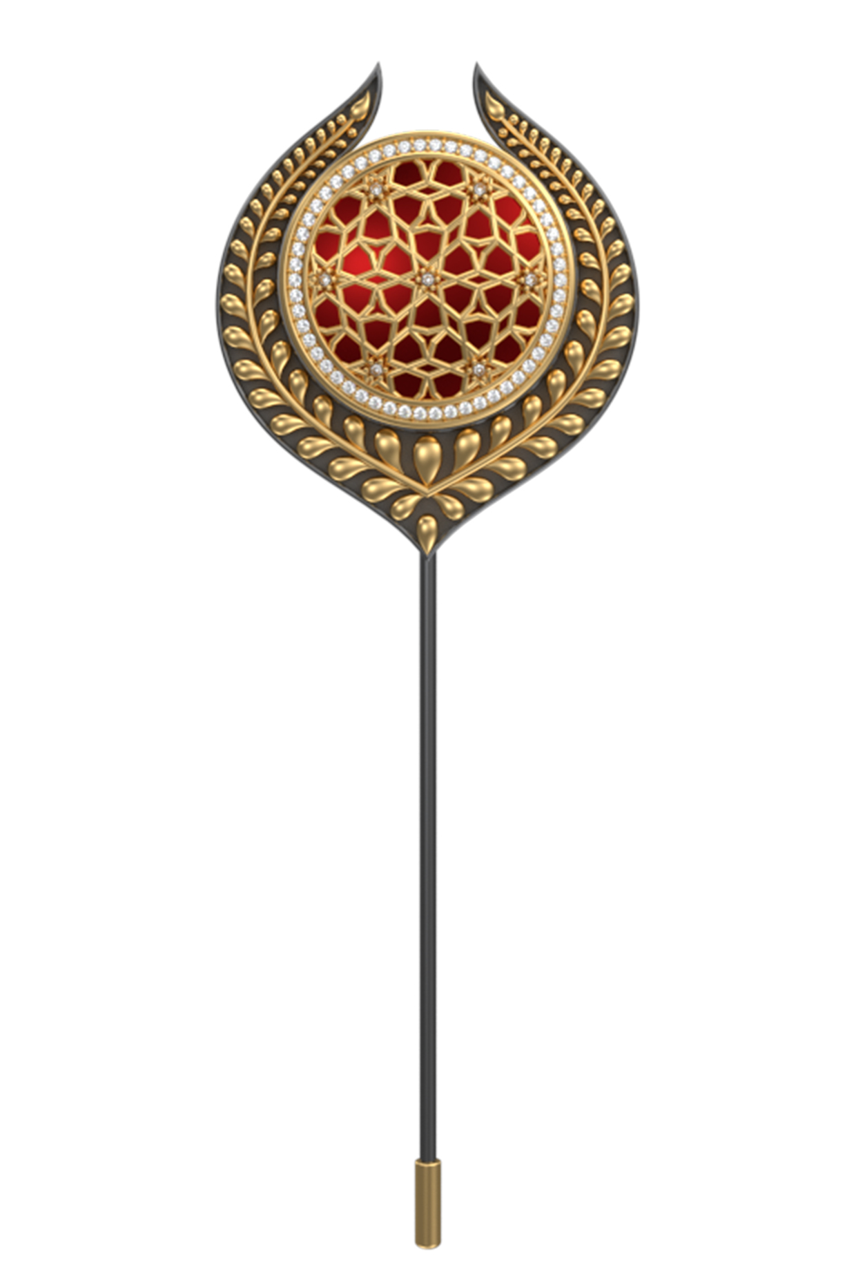 Gold Plated Red CZ Diamond Handcrafted Lapel Pin by AJAH