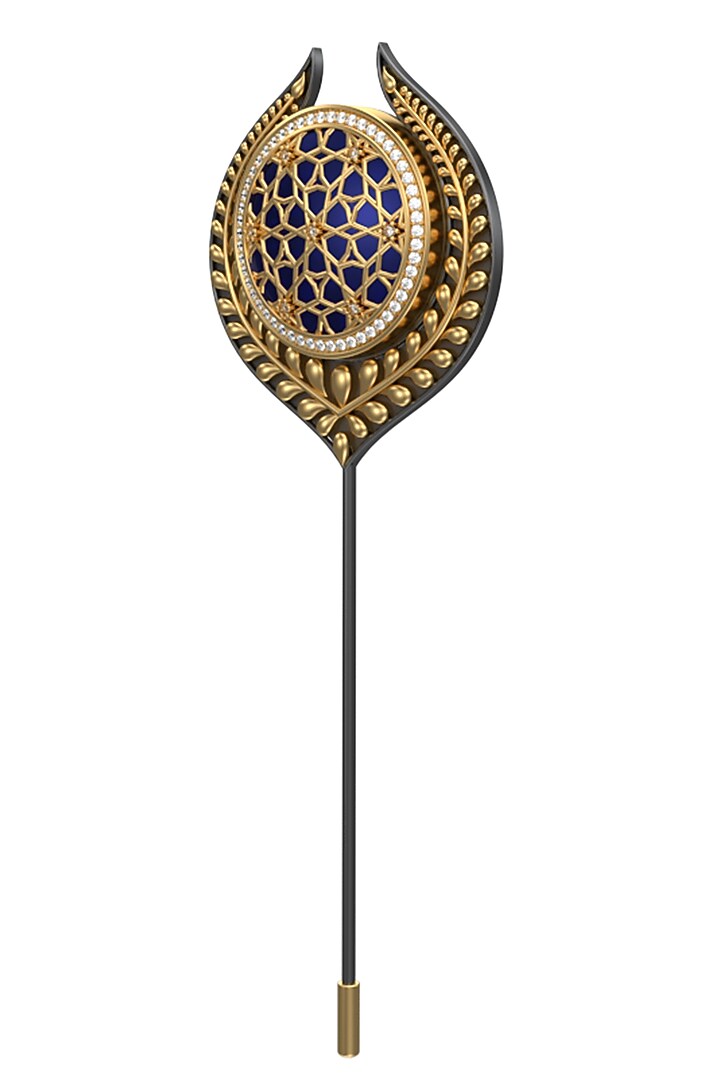 Gold Plated Blue CZ Diamond Handcrafted Lapel Pin by AJAH at Pernia's Pop Up Shop