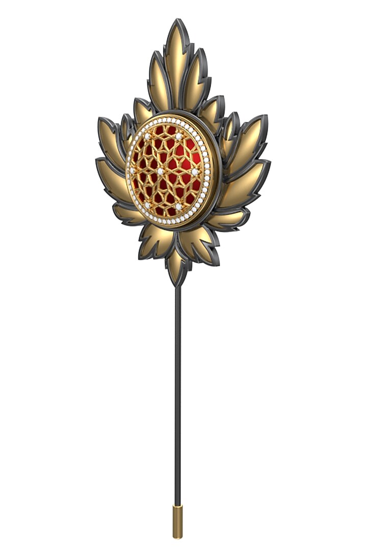 Gold Plated Red CZ Diamond Handcrafted Lapel Pin by AJAH at Pernia's Pop Up Shop