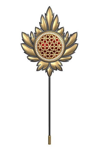 Gold Plated Red CZ Diamond Handcrafted Lapel Pin by AJAH