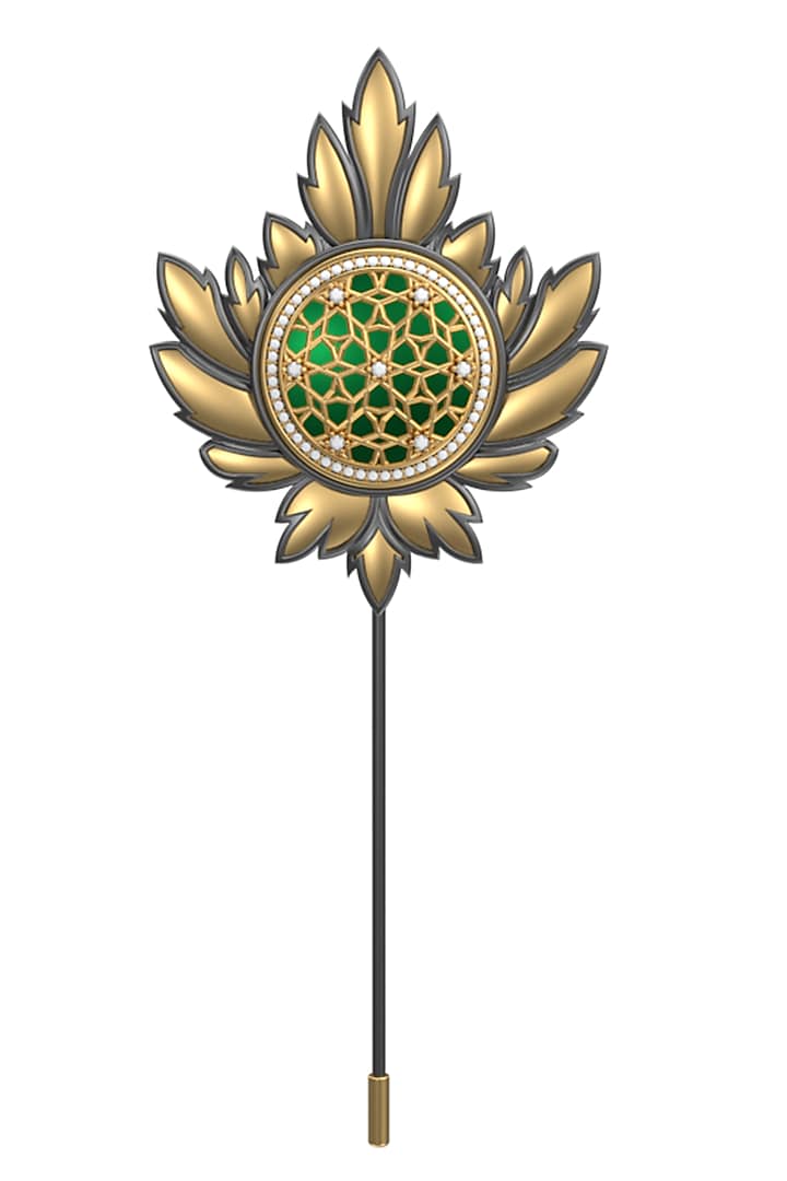 Gold Plated Green CZ Diamond Handcrafted Lapel Pin by AJAH at Pernia's Pop Up Shop