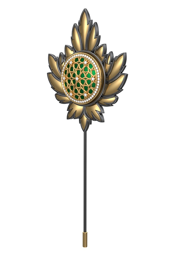 Gold Plated Green CZ Diamond Handcrafted Lapel Pin by AJAH at Pernia's Pop Up Shop
