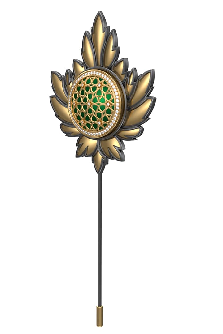 Gold Plated Green CZ Diamond Handcrafted Lapel Pin by AJAH at Pernia's Pop Up Shop
