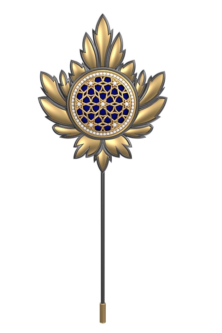 Gold Plated Blue CZ Diamond Handcrafted Lapel Pin by AJAH