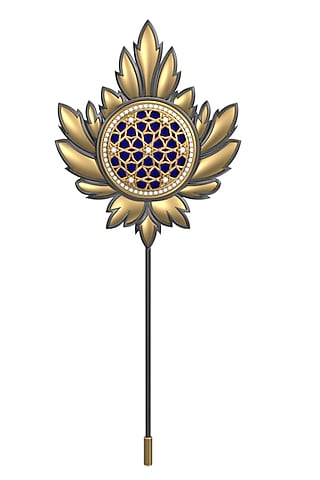 Gold Plated Blue CZ Diamond Handcrafted Lapel Pin by AJAH