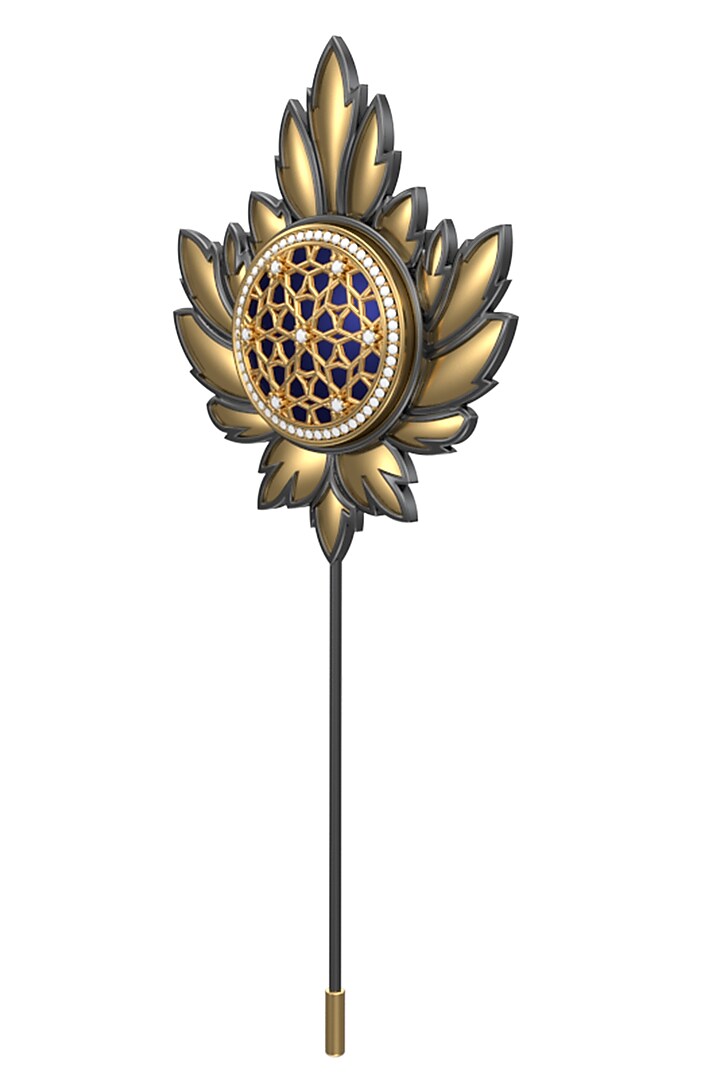 Gold Plated Blue CZ Diamond Handcrafted Lapel Pin by AJAH at Pernia's Pop Up Shop