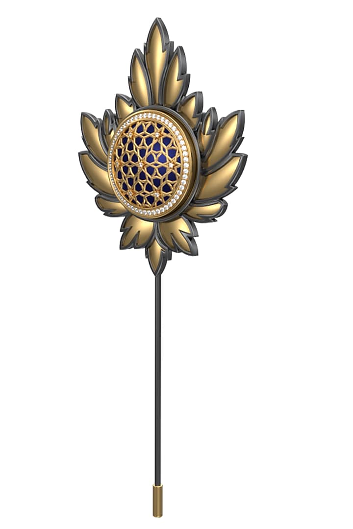 Gold Plated Blue CZ Diamond Handcrafted Lapel Pin by AJAH at Pernia's Pop Up Shop