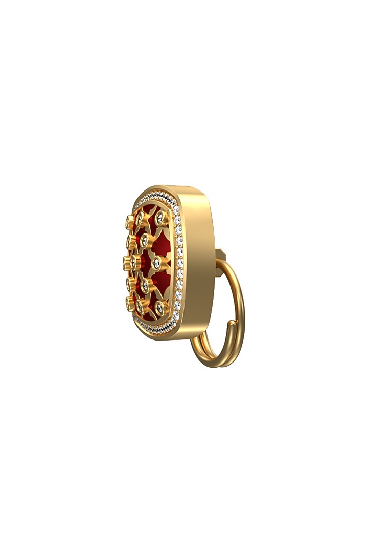 Gold Plated Red CZ Diamonds Handcrafted Enameled Buttons (Set of 13) by AJAH at Pernia's Pop Up Shop