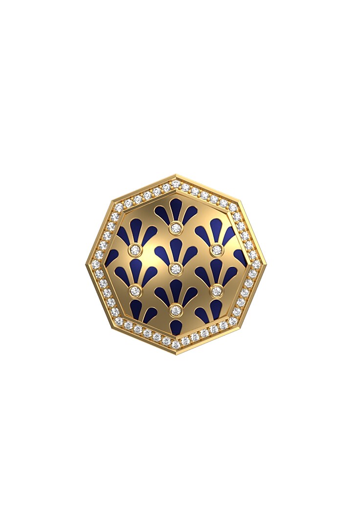 Gold Plated Blue CZ Diamonds Handcrafted Enameled Cufflinks by AJAH at Pernia's Pop Up Shop