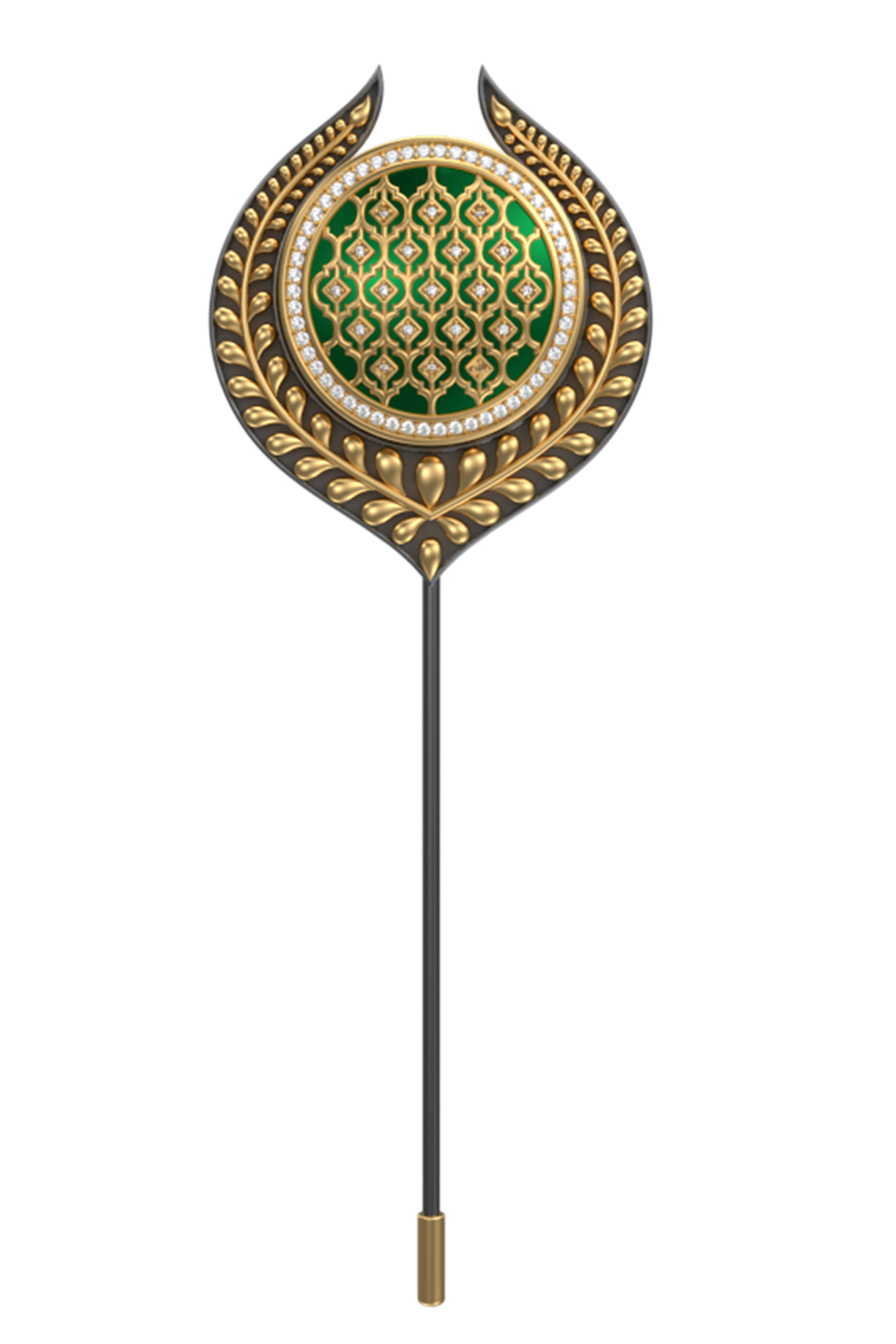 Gold Plated Green CZ Diamond Handcrafted Lapel Pin by AJAH