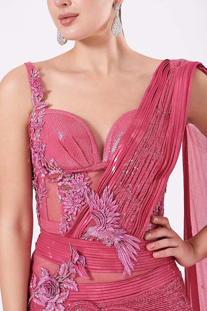 Hot Pink Embroidered Wedding Lehenga Set by Anjalee & Arjun Kapoor at Pernia's Pop Up Shop