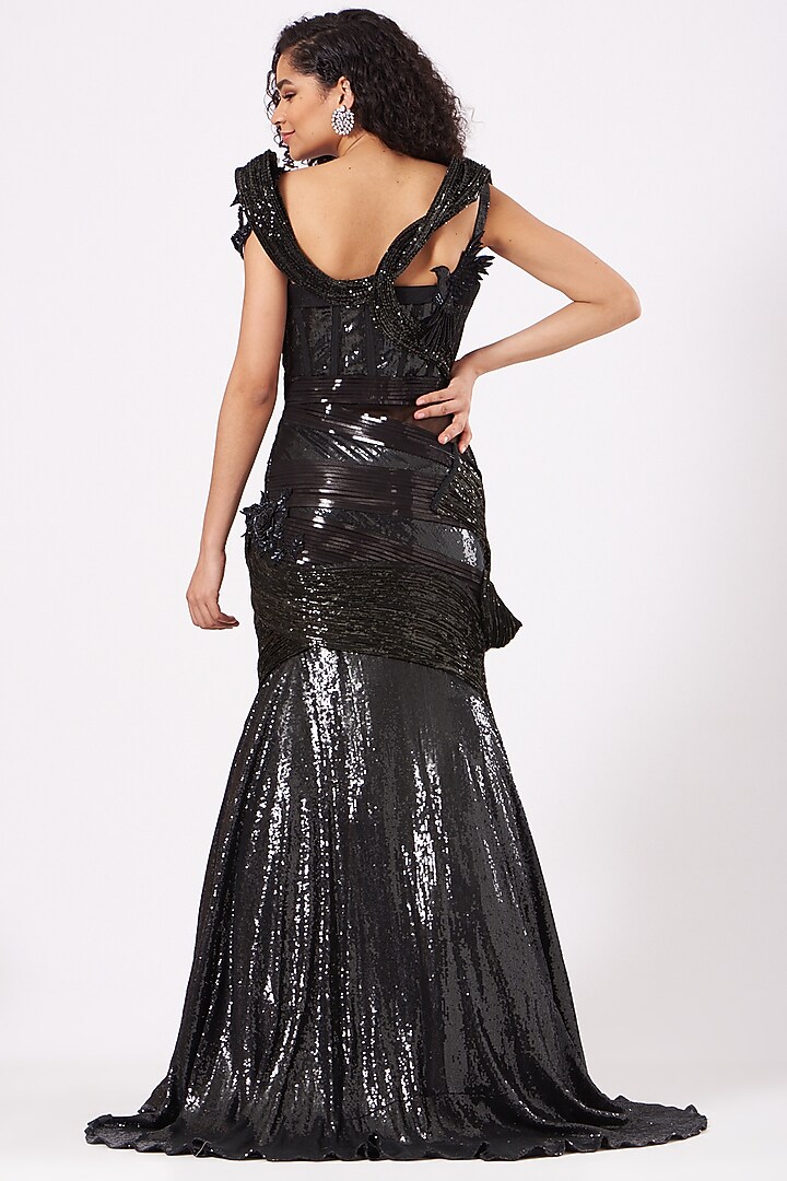 Black Stardust Embroidered Wedding Gown by Anjalee & Arjun Kapoor at Pernia's Pop Up Shop