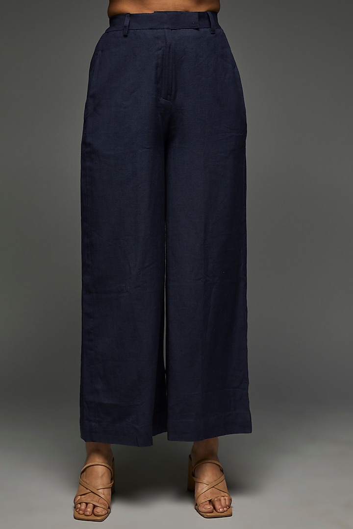 Blue Khadi Cotton Embroidered Co-Ord Set by Anuj Bhutani at Pernia's Pop Up Shop