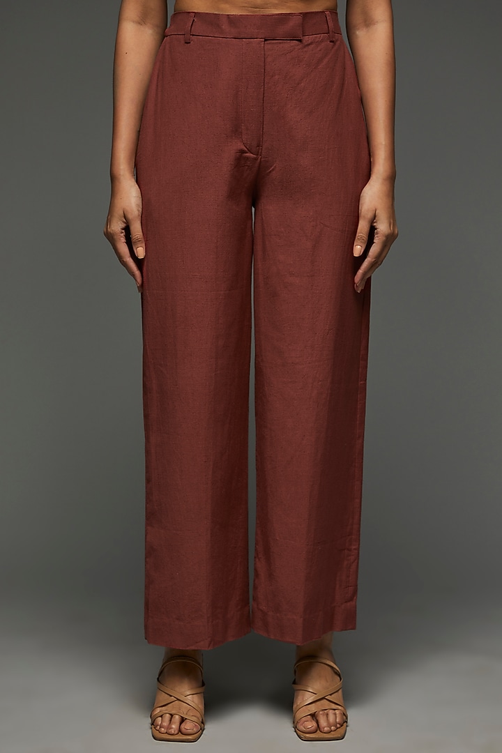 Maroon Khadi Cotton Embroidered Jacket Set by Anuj Bhutani at Pernia's Pop Up Shop