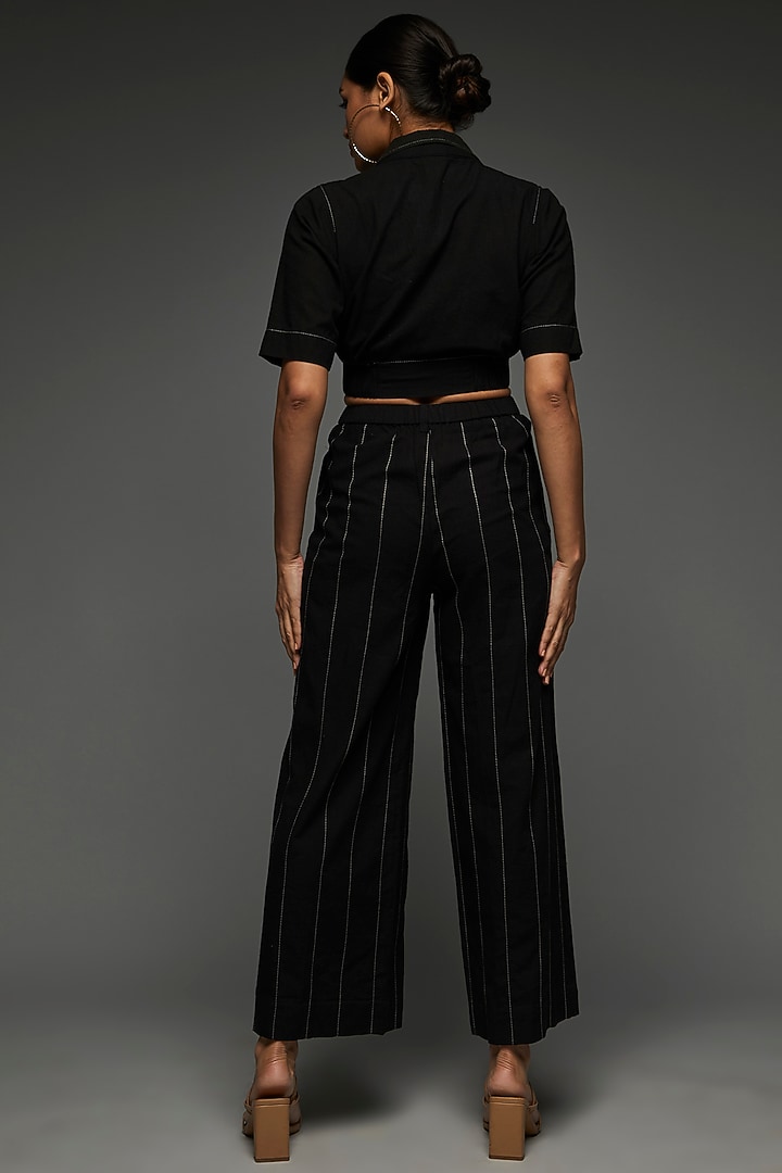 Black Khadi Cotton Co-Ord Set by Anuj Bhutani at Pernia's Pop Up Shop