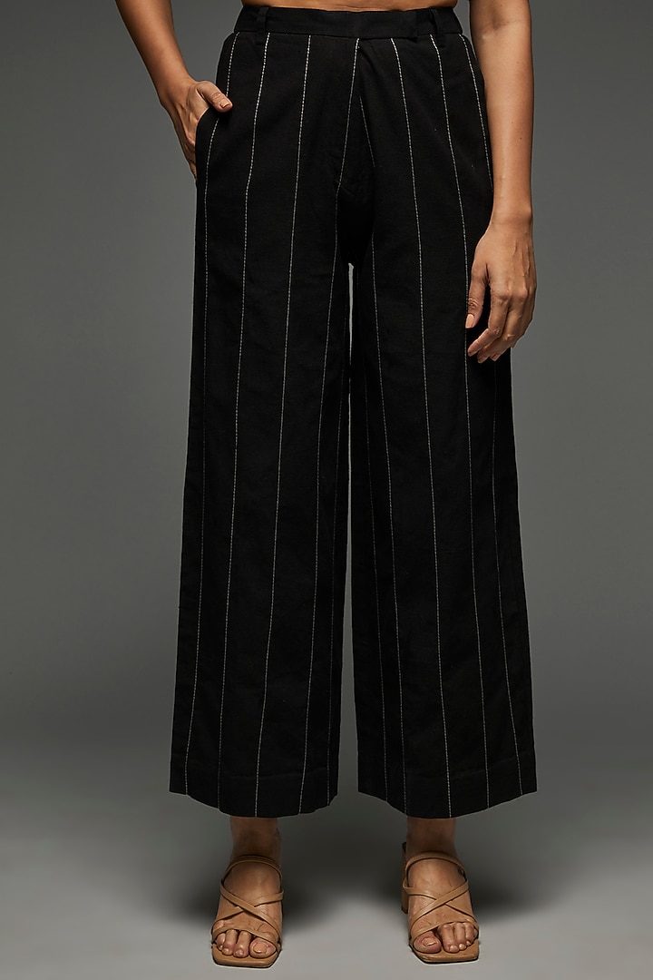 Black Khadi Cotton Co-Ord Set by Anuj Bhutani at Pernia's Pop Up Shop