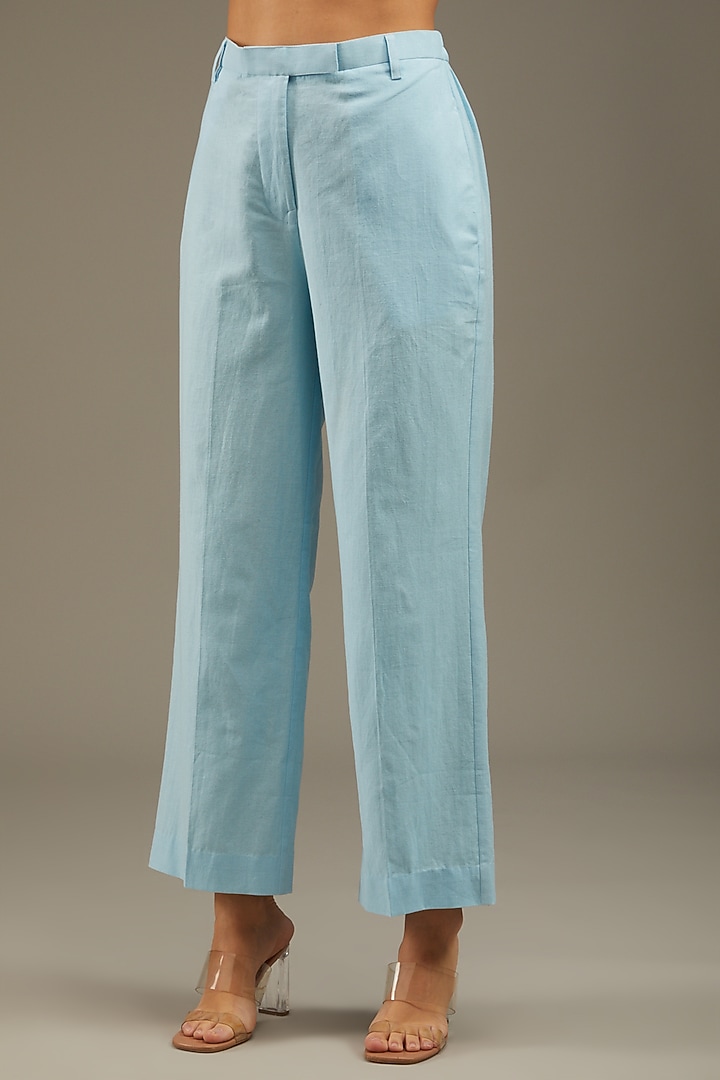Light Blue Khadi Cotton Co-Ord Set by Anuj Bhutani at Pernia's Pop Up Shop