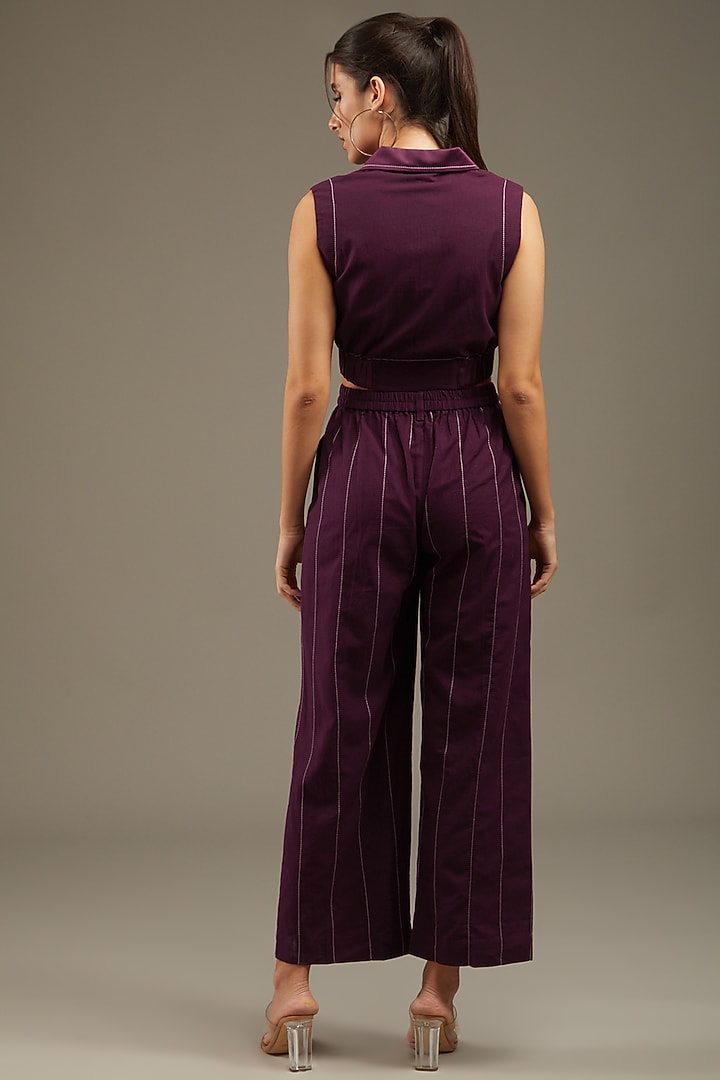 Wine Khadi Cotton Co-Ord Set by Anuj Bhutani at Pernia's Pop Up Shop