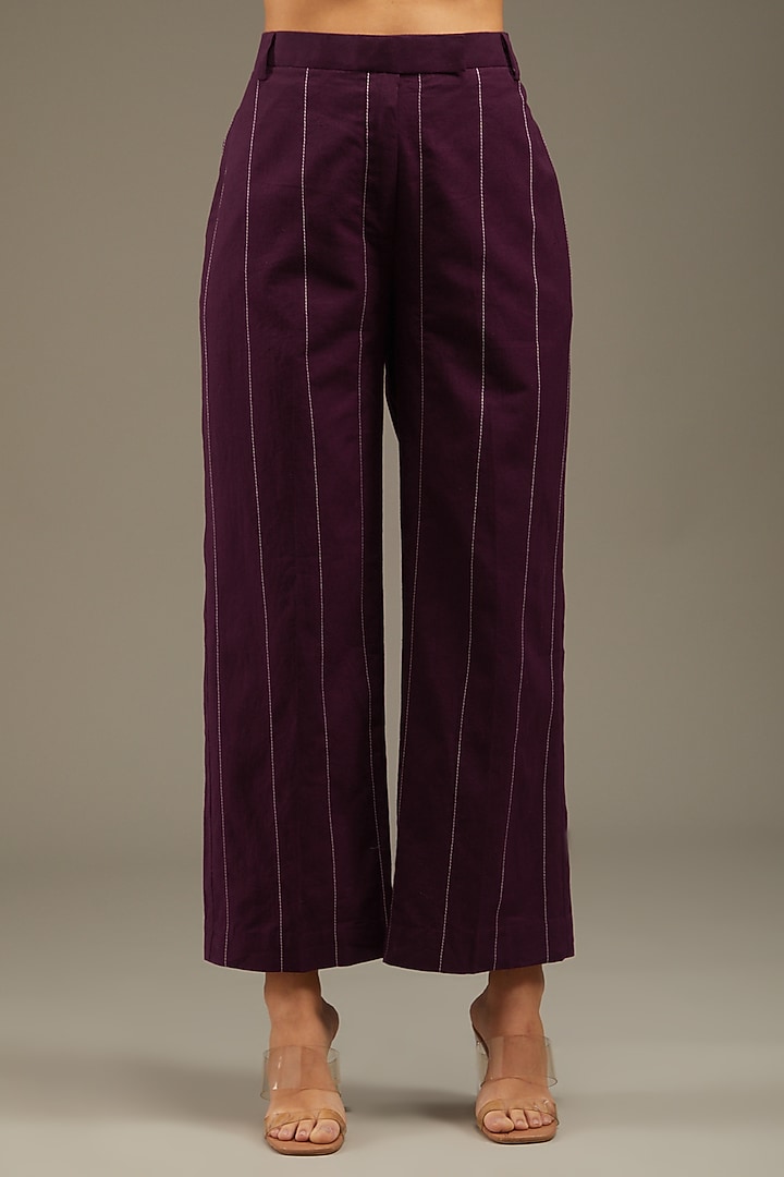 Wine Khadi Cotton Co-Ord Set by Anuj Bhutani at Pernia's Pop Up Shop