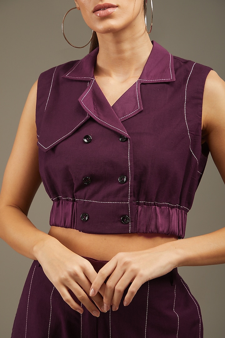 Wine Khadi Cotton Co-Ord Set by Anuj Bhutani at Pernia's Pop Up Shop