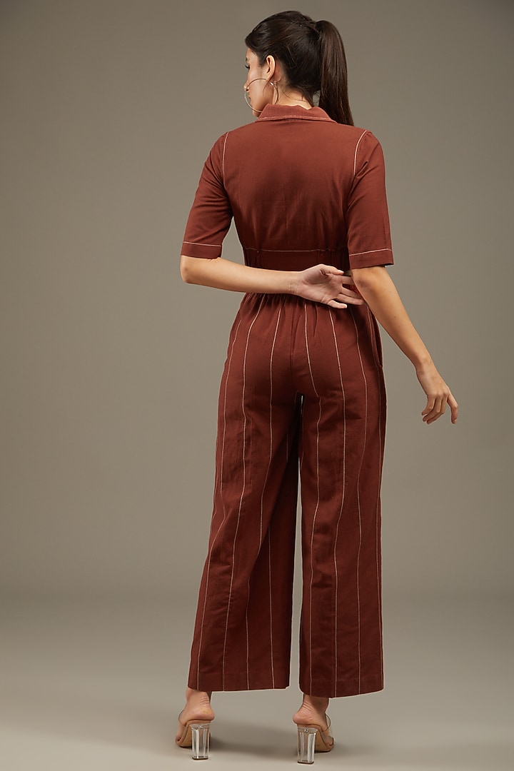 Rust Red Khadi Cotton Co-Ord Set by Anuj Bhutani at Pernia's Pop Up Shop