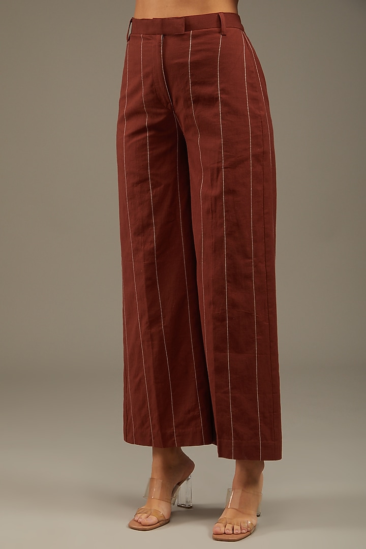 Rust Red Khadi Cotton Co-Ord Set by Anuj Bhutani at Pernia's Pop Up Shop