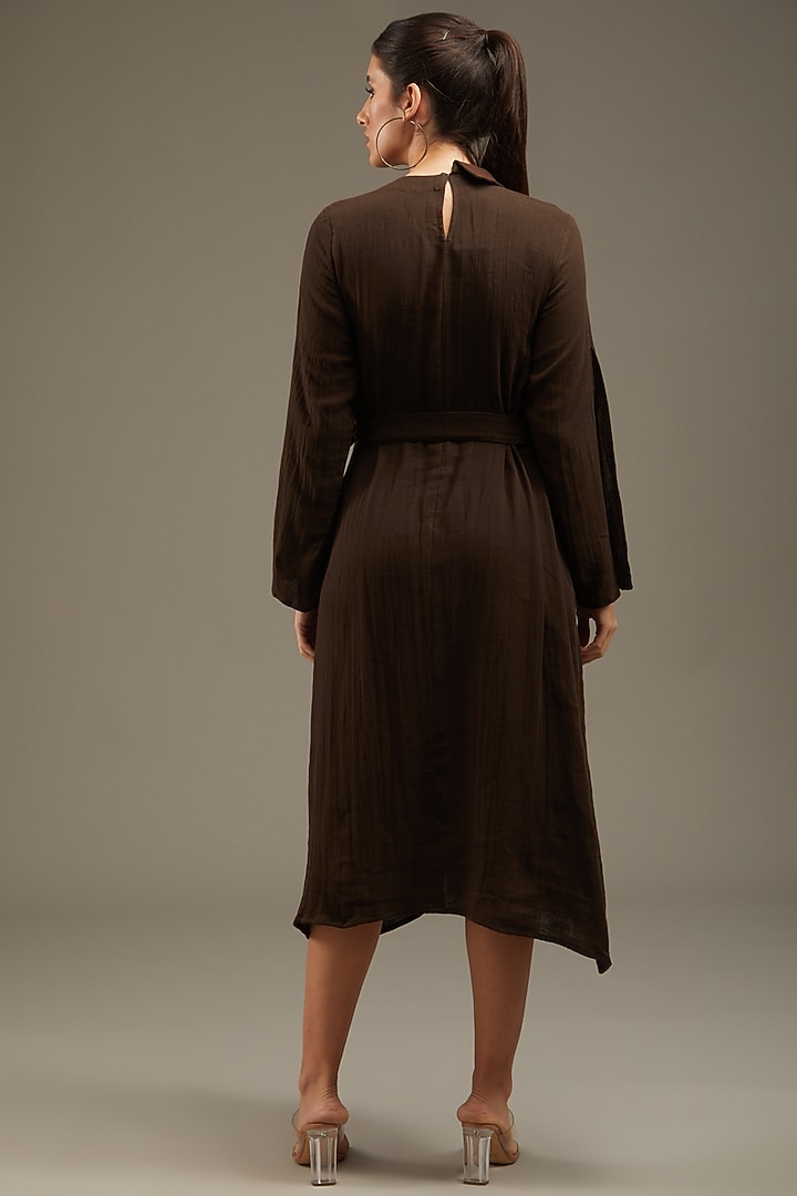 Brown Crush Cotton Embroidered Jacket Summer Dress by Anuj Bhutani at Pernia's Pop Up Shop