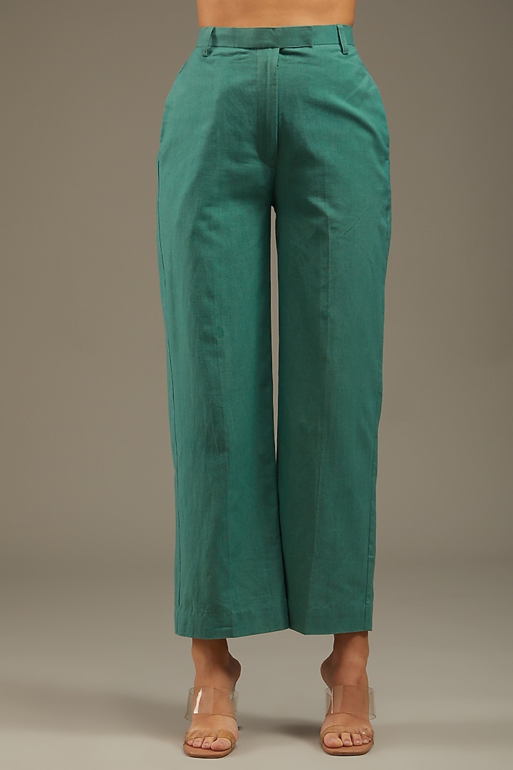Sea Green Khadi Cotton Embroidered Co-Ord Set by Anuj Bhutani at Pernia's Pop Up Shop