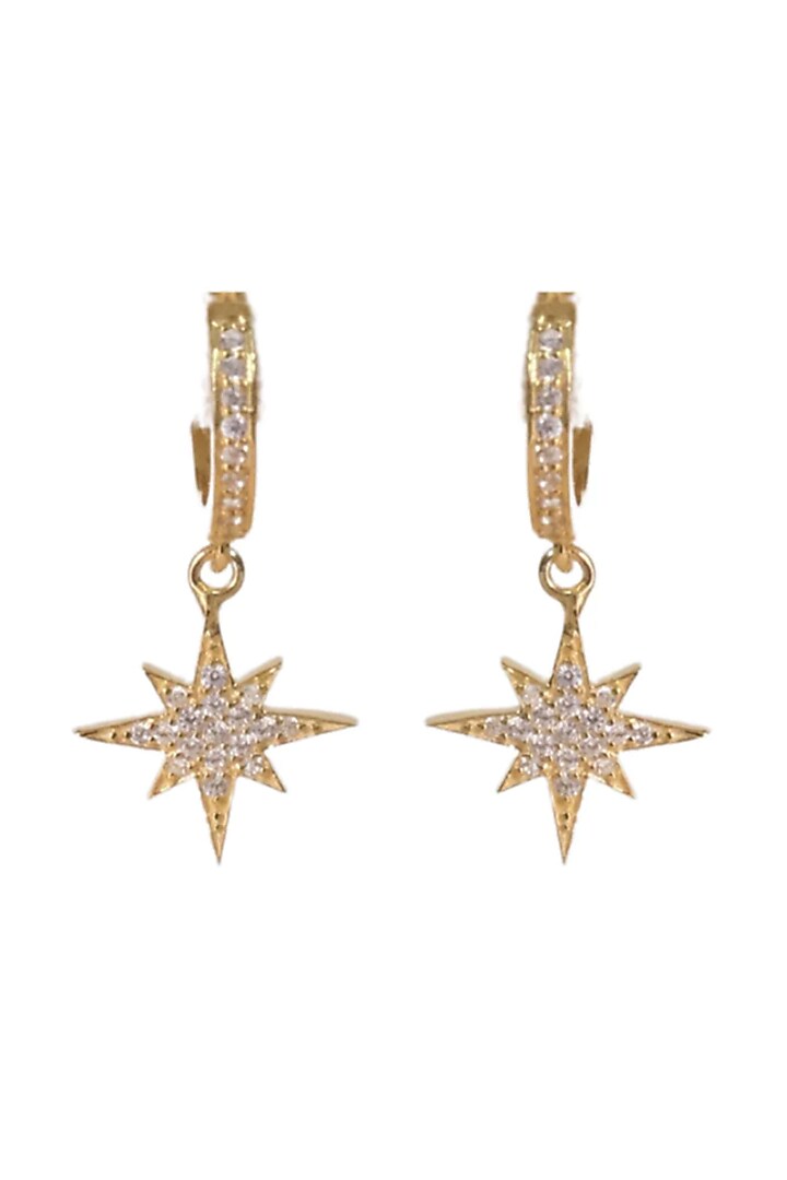 Gold Finish Zircon Dangler Earrings In Sterling Silver by Anushka Jain at Pernia's Pop Up Shop