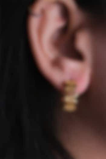 Gold Finish Hoop Earrings In Sterling Silver by Anushka Jain