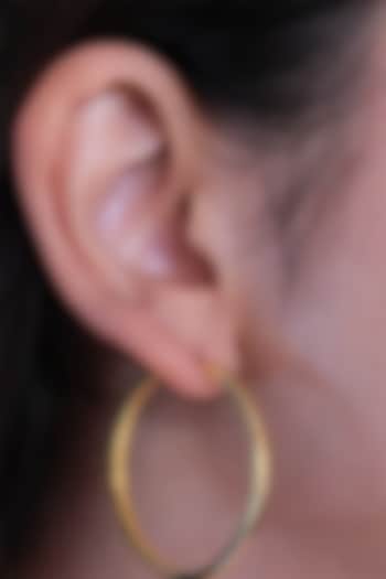 Gold Finish Hoop Earrings In Sterling Silver by Anushka Jain