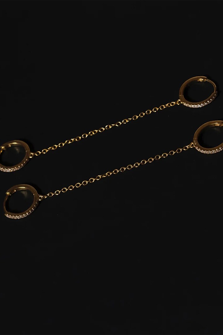 Gold Finish Zircon Hoop Earrings In Sterling Silver by Anushka Jain at Pernia's Pop Up Shop