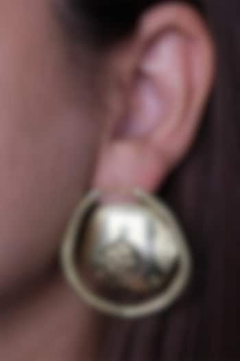 Gold Finish Stud Earrings In Sterling Silver by Anushka Jain