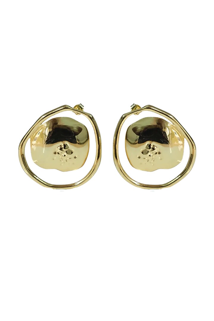 Gold Finish Stud Earrings In Sterling Silver by Anushka Jain at Pernia's Pop Up Shop