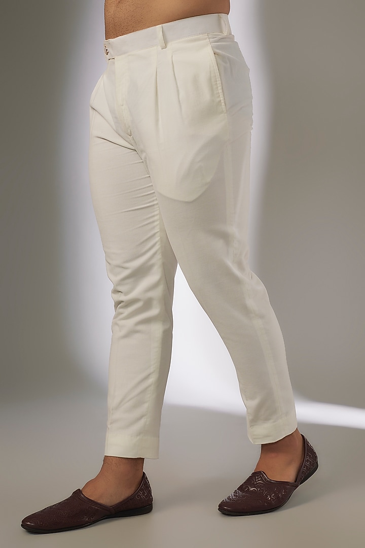 White Corduroy Kurta Set by AJAY KMR at Pernia's Pop Up Shop