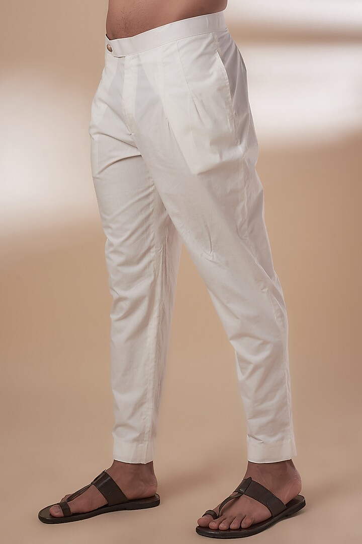 White Viscose Silk Anchor Embroidered Indowestern Set by AJAY KMR at Pernia's Pop Up Shop