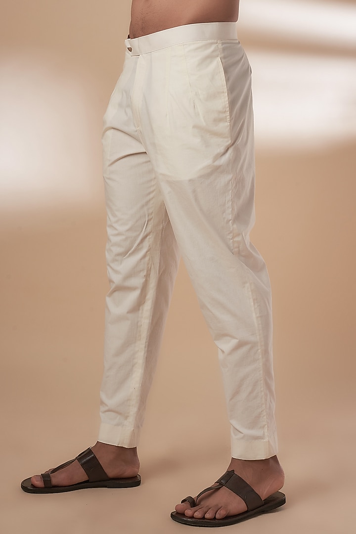 Ivory Viscose Silk Anchor Embroidered Chikankari Kurta Set by AJAY KMR at Pernia's Pop Up Shop