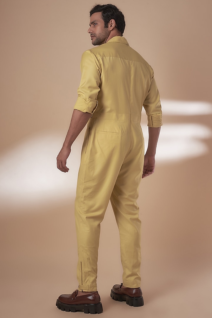 Yellow Blended Suiting Jumpsuit by AJAY KMR at Pernia's Pop Up Shop
