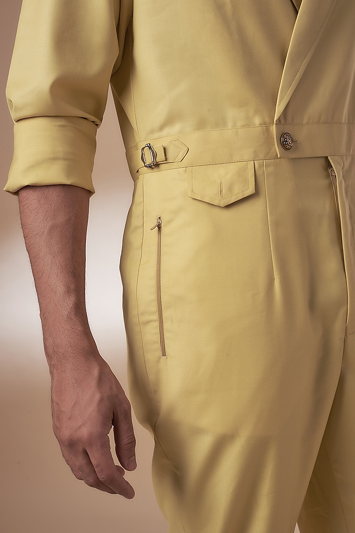 Yellow Blended Suiting Jumpsuit by AJAY KMR at Pernia's Pop Up Shop