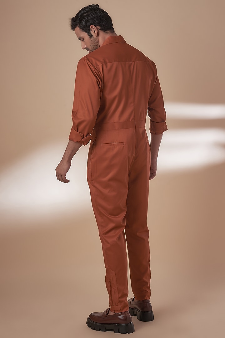 Rust Blended Suiting Jumpsuit by AJAY KMR at Pernia's Pop Up Shop