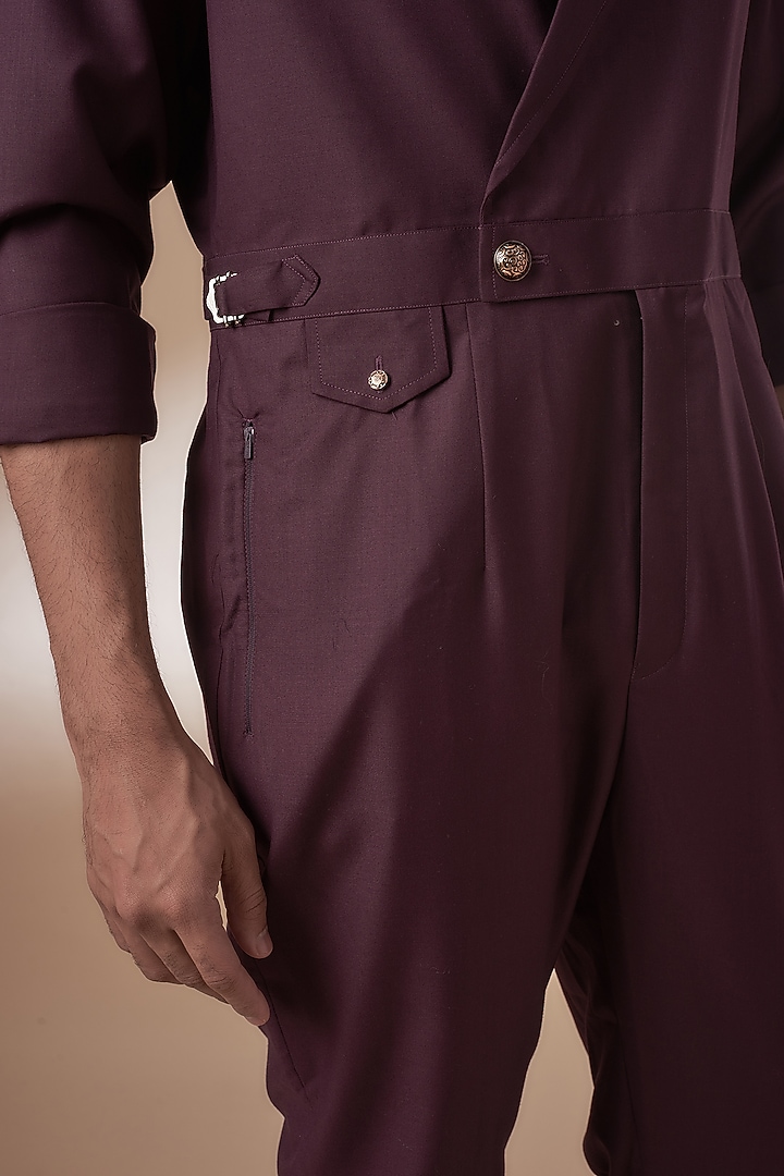 Wine Blended Suiting Jumpsuit by AJAY KMR at Pernia's Pop Up Shop