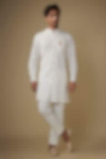 White Corduroy Kurta Set by AJAY KMR at Pernia's Pop Up Shop